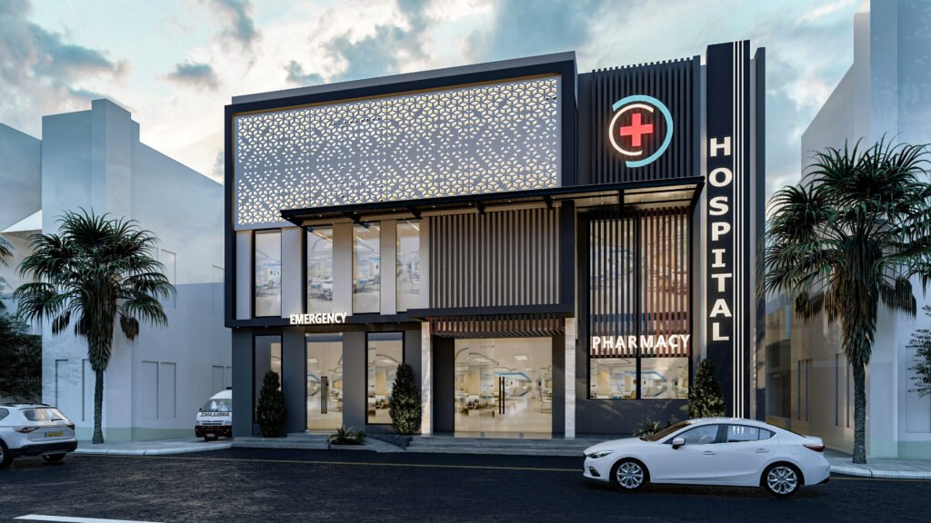 Bajwa Hospital modern healthcare building exterior architectural design.